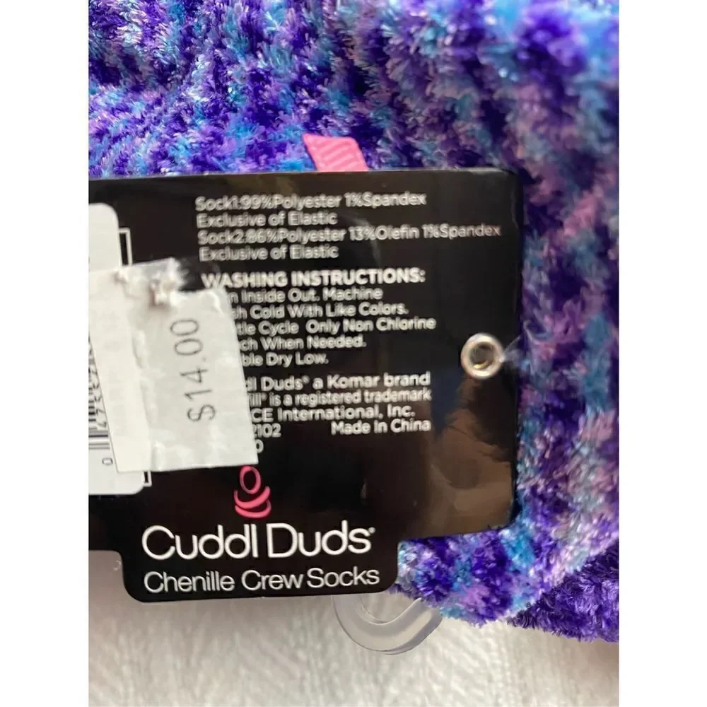 Cuddl Duds Girls Shoe Size 4-10 Chenille Crew Socks - 2 - 2 Packs